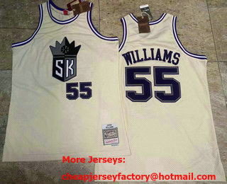 Men's Sacramento Kings #55 Jason Williams Cream Team Logo Throwback AU Jersey