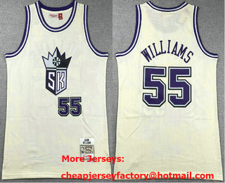 Men's Sacramento Kings #55 Jason Williams Cream Team Logo Throwback Swingman Jersey