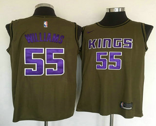 Men's Sacramento Kings #55 Jason Williams Olive Stitched Nike Swingman Jersey