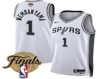 Men's San Antonio Spurs #1 Victor Wembanyama White 2026 Finals Patch Association Jersey