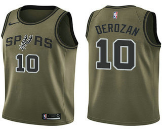 Men's San Antonio Spurs #10 DeMar DeRozan Green Nike NBA Swingman Salute to Service Jersey