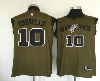 Men's San Antonio Spurs #10 Matt Costello Olive Stitched Nike Swingman Jersey