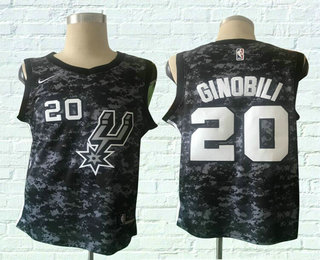 Men's San Antonio Spurs #20 Manu Ginobili Black City Edition Nike Swingman Jersey