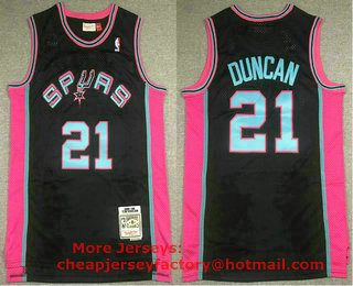 Men's San Antonio Spurs #21 Tim Duncan Black 1998-99 Hardwood Classics Soul Swingman Throwback Jersey