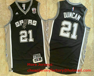 Men's San Antonio Spurs #21 Tim Duncan Black Retired Commemorative Stitched NBA AU Basketball Jersey