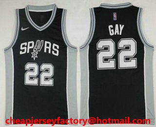 Men's San Antonio Spurs #22 Rudy Gay Black 2017-2018 Nike Icon Edition Swingman Jersey