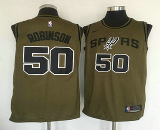 Men's San Antonio Spurs #50 David Robinson Olive Stitched Nike Swingman Jersey