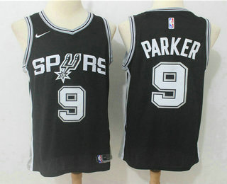 Men's San Antonio Spurs #9 Tony Parker Black 2017-2018 Nike Swingman Stitched NBA Jersey