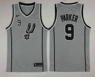 Men's San Antonio Spurs #9 Tony Parker Grey 2017-2018 Nike Swingman Stitched NBA Jersey