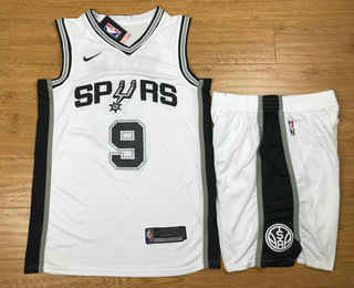 Men's San Antonio Spurs #9 Tony Parker White 2017-2018 Nike Swingman Stitched NBA Jersey With Shorts