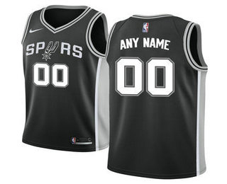 Men's San Antonio Spurs Nike Black Swingman Custom Jersey - Icon Edition