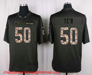 Men's San Diego Chargers #50 Manti Te'o Black Anthracite 2016 Salute To Service Stitched NFL Nike Limited Jersey
