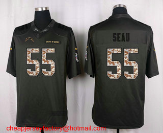 Men's San Diego Chargers #55 Junior Seau Black Anthracite 2016 Salute To Service Stitched NFL Nike Limited Jersey