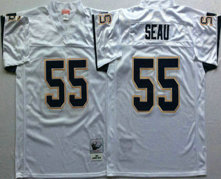 Men's San Diego Chargers #55 Junior Seau White Throwback Jersey By Mitchell & Ness