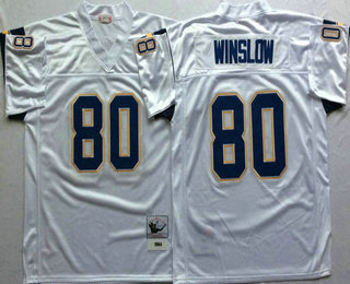 Men's San Diego Chargers #80 Kellen Winslow White Throwback Jersey By Mitchell & Ness