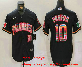 Men's San Diego Padres #10 Jurickson Profar Black Mexico Cool Base Stitched Jersey
