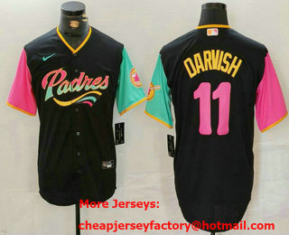 Men's San Diego Padres #11 Yu Darvish Black Fashion Baseball Jersey