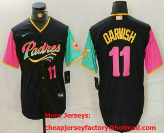 Men's San Diego Padres #11 Yu Darvish Black Player Number Fashion Baseball Jersey