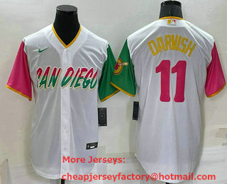 Men's San Diego Padres #11 Yu Darvish White 2022 City Connect Cool Base Stitched Jersey