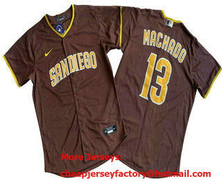 Men's San Diego Padres #13 Manny Machado Brown Stitched Cool Base Jersey