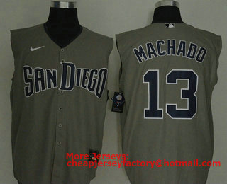 Men's San Diego Padres #13 Manny Machado Gray 2020 Cool and Refreshing Sleeveless Fan Stitched MLB Nike Jersey