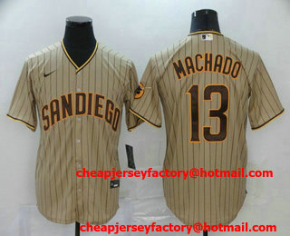 Men's San Diego Padres #13 Manny Machado Gray Stitched MLB Cool Base Nike Jersey