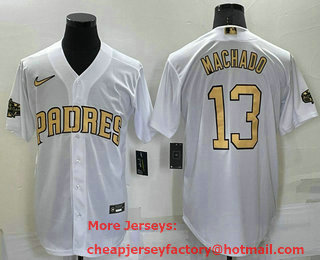 Men's San Diego Padres #13 Manny Machado White 2022 All Star Stitched Cool Base Nike Jersey