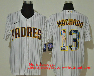 Men's San Diego Padres #13 Manny Machado White Unforgettable Moment Stitched Fashion MLB Cool Base Nike Jersey
