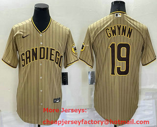 Men's San Diego Padres #19 Tony Gwynn Grey Team Logo Stitched MLB Cool Base Nike Jersey