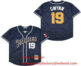 Men's San Diego Padres #19 Tony Gwynn Navy 1998 Throwback Jersey