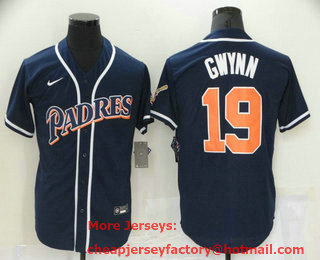 Men's San Diego Padres #19 Tony Gwynn Navy Blue Stitched MLB Cool Base Nike Jersey