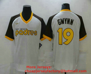 Men's San Diego Padres #19 Tony Gwynn White Pullover Cooperstown Collection Stitched MLB Throwback Nike Jersey