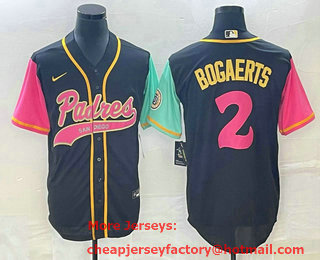 Men's San Diego Padres #2 Xander Bogaerts Brack NEW 2023 City Connect Cool Base Stitched Jersey 01