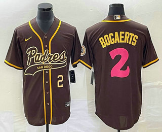 Men's San Diego Padres #2 Xander Bogaerts Number Brown NEW 2023 City Connect Cool Base Stitched Jersey 01