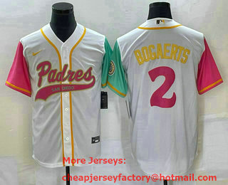 Men's San Diego Padres #2 Xander Bogaerts White NEW 2023 City Connect Cool Base Stitched Jersey 01