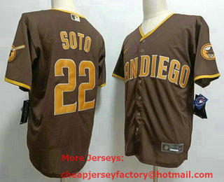Men's San Diego Padres #22 Juan Soto Brown Stitched MLB Cool Base Nike Jersey 02