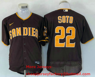 Men's San Diego Padres #22 Juan Soto Brown Stitched MLB Flex Base Nike Jersey