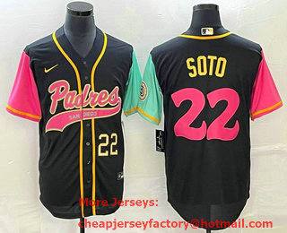 Men's San Diego Padres #22 Juan Soto Number Black NEW 2023 City Connect Cool Base Stitched Jersey 01