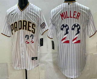 Men's San Diego Padres #22 Mason Miller White USA 250 Fourth of July Home Stitched Jersey