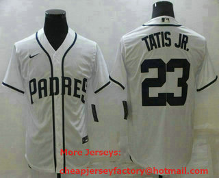 Men's San Diego Padres #23 Fernando Tatis Jr ALL White Stitched MLB Cool Base Nike Jersey