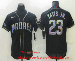 Men's San Diego Padres #23 Fernando Tatis Jr Black Colorful Stitched Flex Base Nike Jersey