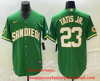 Men's San Diego Padres #23 Fernando Tatis Jr Green Cool Base Stitched Baseball Jersey