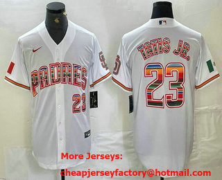 Men's San Diego Padres #23 Fernando Tatis Jr Mexico White Cool Base Stitched Baseball Jersey