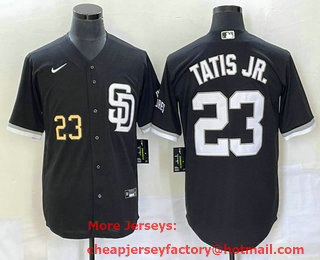 Men's San Diego Padres #23 Fernando Tatis Jr Number Black 2023 Cool Base Stitched Jersey 01