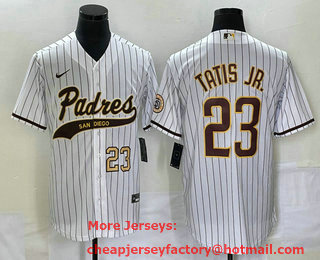 Men's San Diego Padres #23 Fernando Tatis Jr Number White NEW 2023 Cool Base Stitched Jersey 01