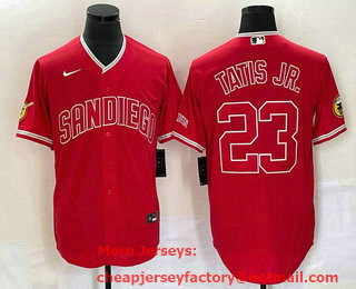 Men's San Diego Padres #23 Fernando Tatis Jr Red NEW 2023 Cool Base Stitched Jersey 01