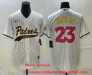 Men's San Diego Padres #23 Fernando Tatis Jr White NEW 2023 City Connect Cool Base Stitched Jersey 02