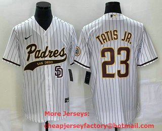 Men's San Diego Padres #23 Fernando Tatis Jr White NEW 2023 Cool Base Stitched Jersey 01
