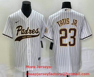 Men's San Diego Padres #23 Fernando Tatis Jr White NEW 2023 Cool Base Stitched Jersey 02