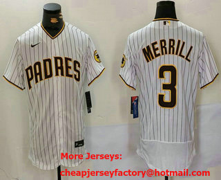 Men's San Diego Padres #3 Jackson Merrill White Flex Base Stitched Jersey